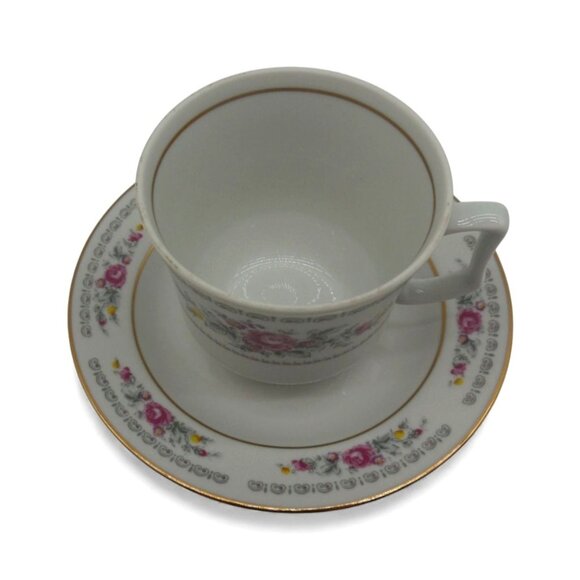 JLMENAU Graf Von Henneberg Floral Gold Trim Cup & Saucer Germany Vintage - Picture 5 of 11